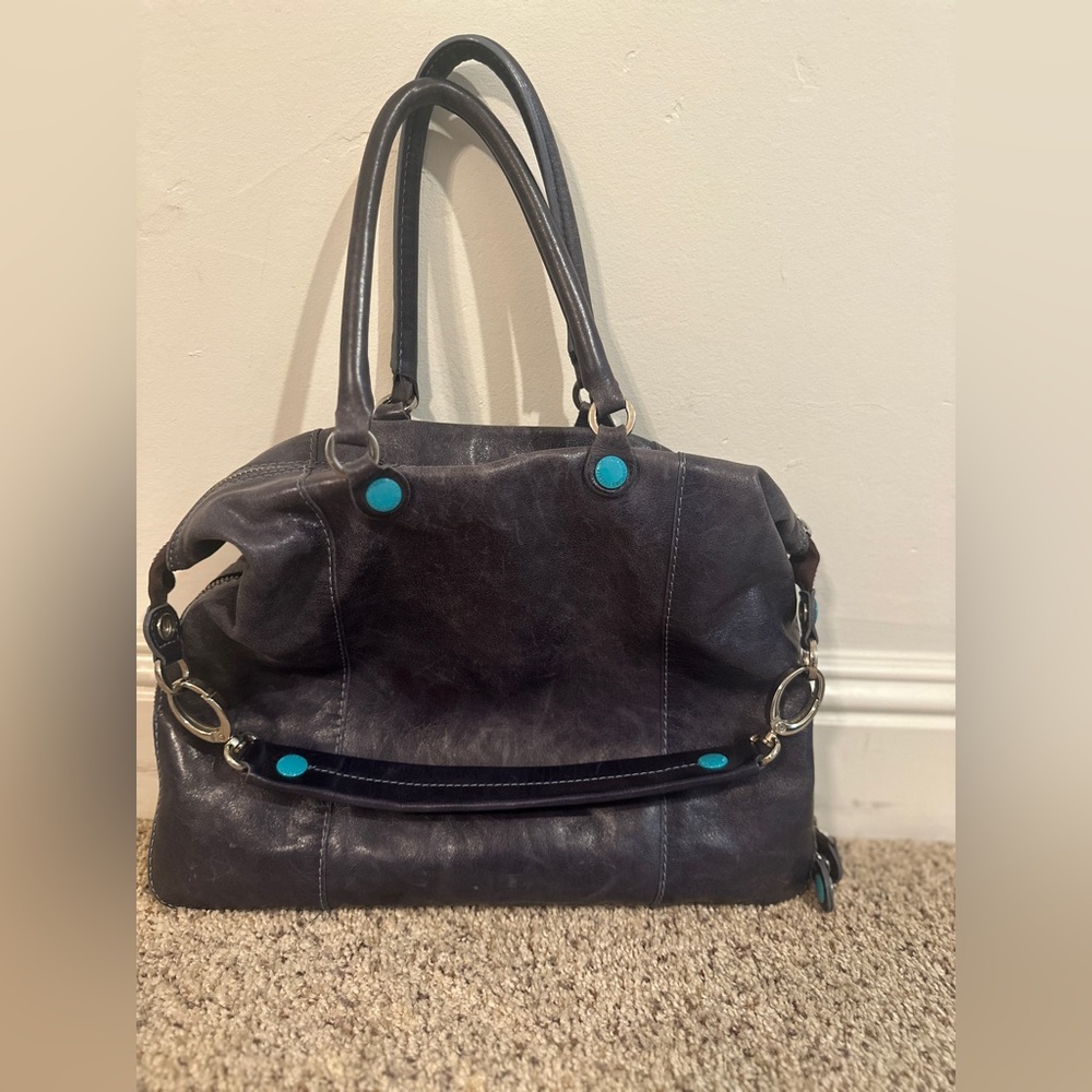 GABS Italy - Navy Blue Leather Convertible Bag